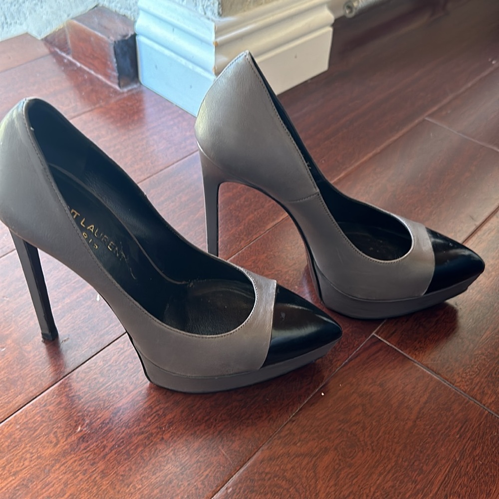 Authentic Saint Laurent Paris heels. Dark, gray and black.